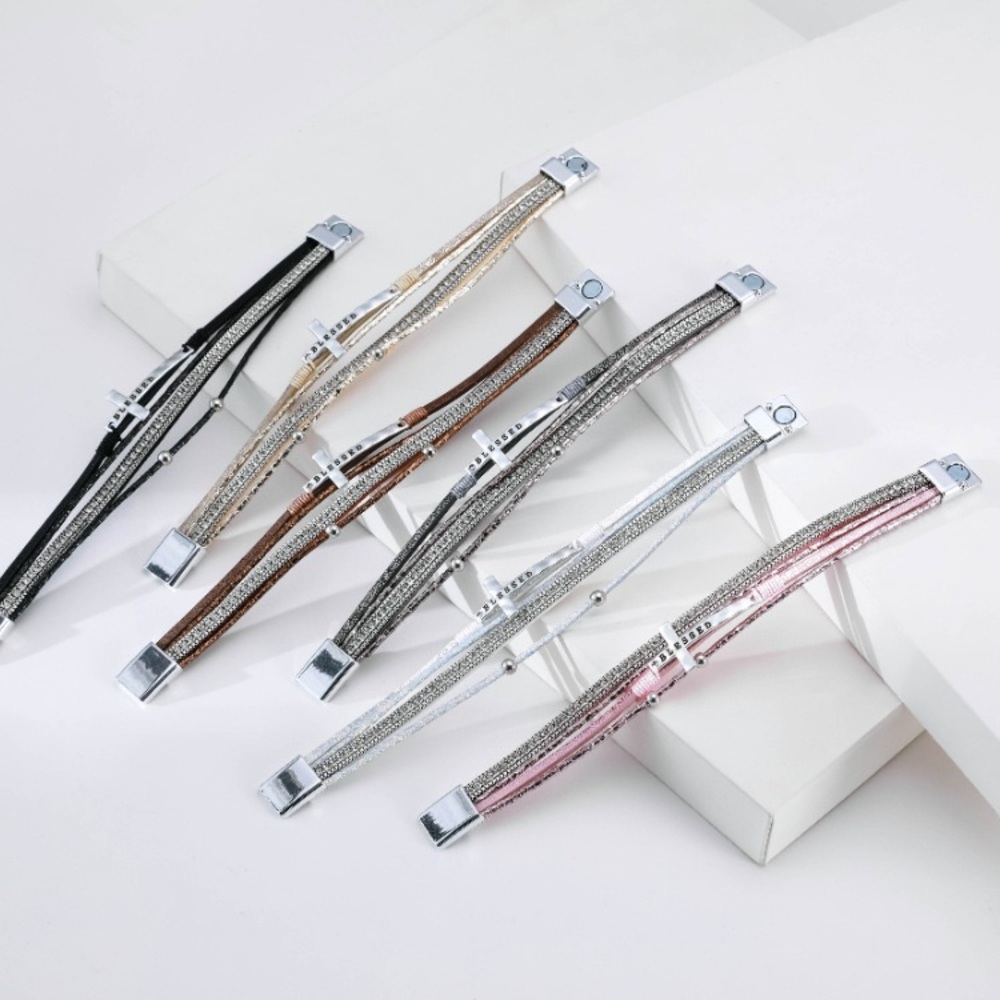 Leather Magnetic Blessed Bracelet Various Colors - Picture 2 of 6